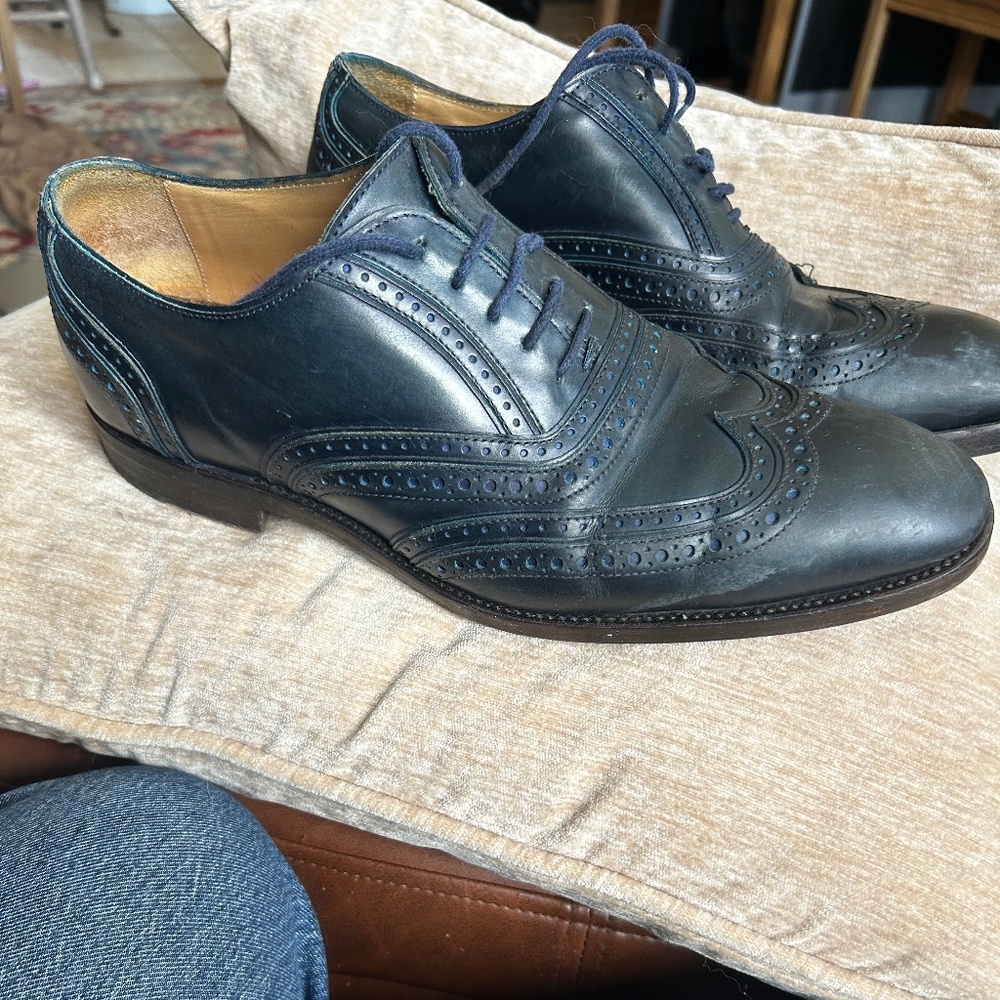 Etro dark blue leather brogues